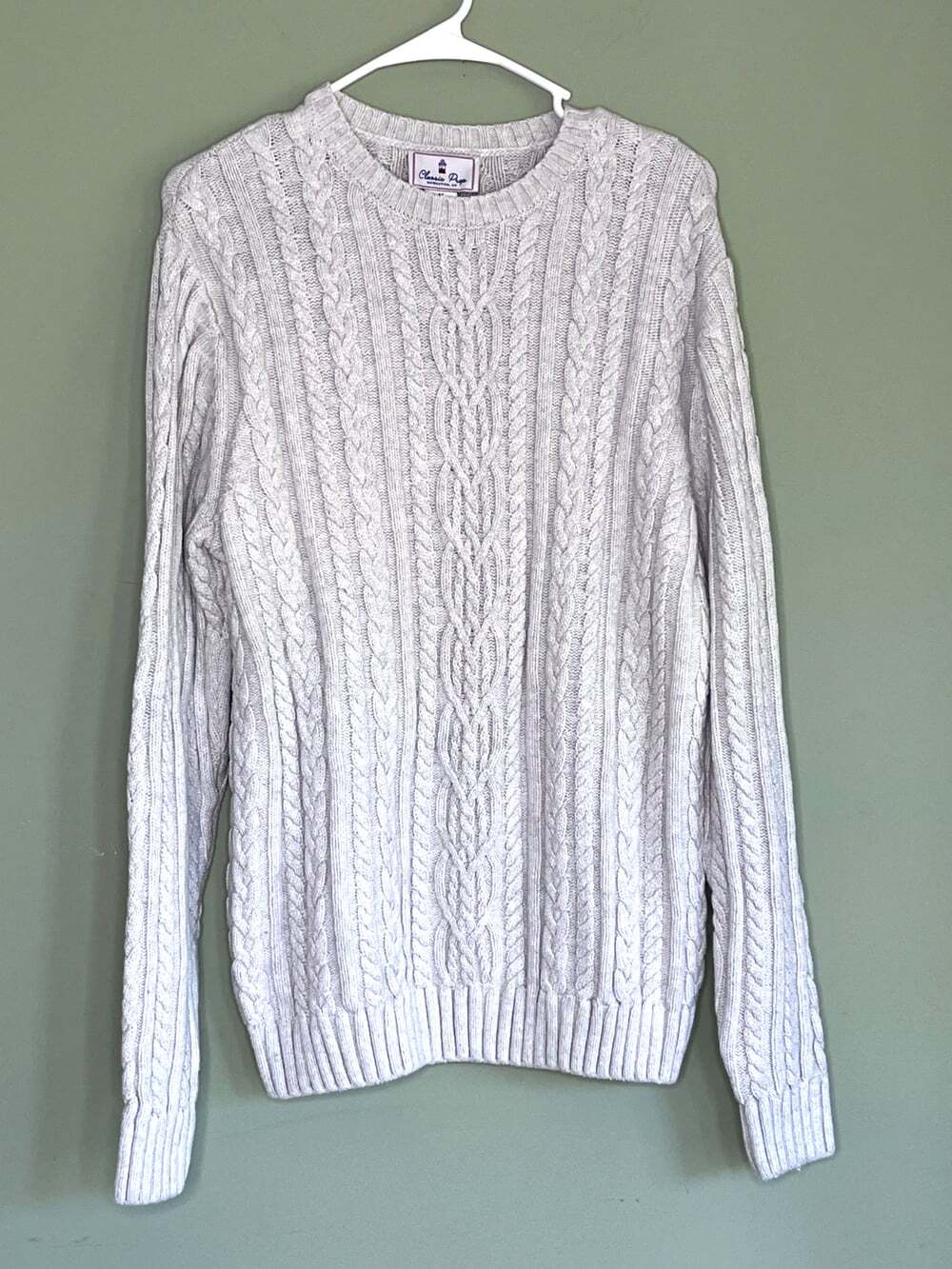 Mens Fisherman Cable Knit Sweater sz M Wool Blend Preppy Old Money Academia